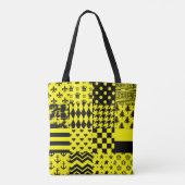 Geel Zwart Gemengde Patchwork Ontwerp Patchwork Draagtas (Achterkant)