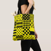 Geel Zwart Gemengde Patchwork Ontwerp Patchwork Draagtas (Dichtbij)
