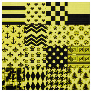 Geel Zwart Gemengde Patchwork Ontwerp Patchwork Stof
