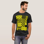 Geel Zwart Gemengde Patchwork Ontwerp Patchwork T-shirt (Voorkant volledig)