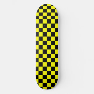 Geel zwart geruit controlepatroon skateboard