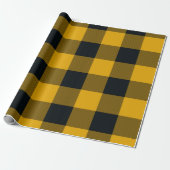 Geel & Zwart geruit vierkant Buffalo Plaid Cadeaupapier (Uitgerold)