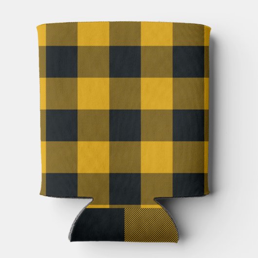 Geel & Zwart geruite vierkanten Buffalo Plaid Blikjeskoeler (Achterkant)