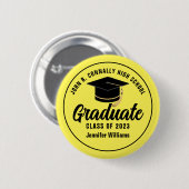 Geel zwart High School Afstuderen Aangepaste naam  Ronde Button 5,7 Cm (Voorkant /achterkant)