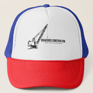 Geel Zwart Illustratief Stijl Bouwkraan Trucker Pet