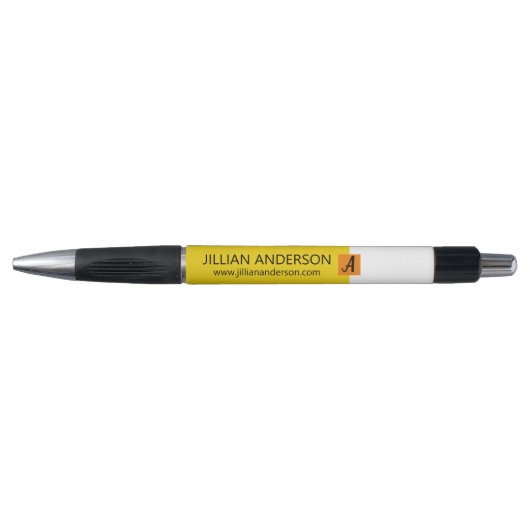 Geel Zwart Kleur Geblokkeerd Monogram Naam Modern Pen (Voorkant)