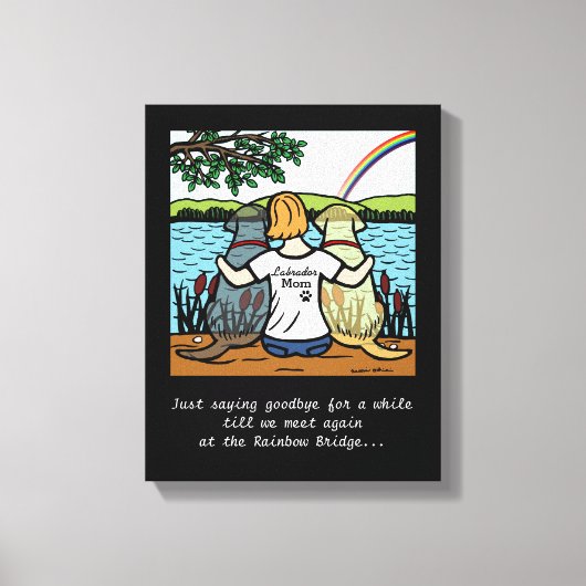 Geel & Zwart Labrador Engelen en Moeder 3 Canvas (Voorkant)