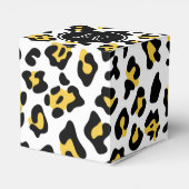 Geel Zwart Leopard Animal Print met Monogram Bedankdoosjes (Achterkant)