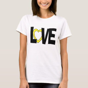 Geel zwart liefdeshartenwoord bruiloft shirt