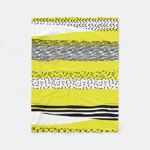 Geel & Zwart Mix geometrisch patroon Fleece Deken