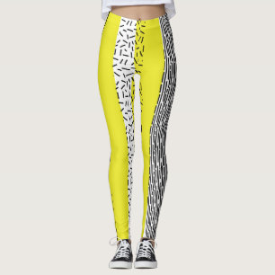 Geel & Zwart Mix geometrisch patroon Leggings