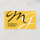 Geel zwart modern monogram visitekaartje (Achterkant)