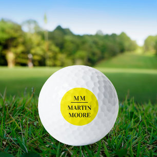 Geel zwart monogram initialen naam golfballen