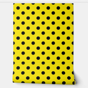 Geel Zwart Polka Dots Patroon Wall Decor Behang