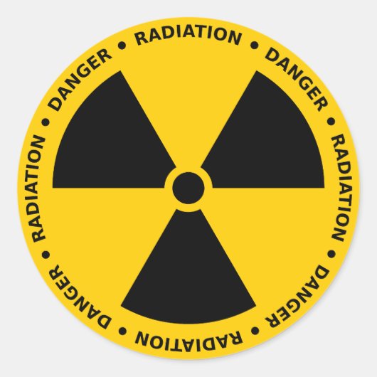 Geel & Zwart Radiation Warning Sticker (Voorkant)