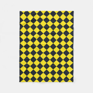 Geel Zwart Ruitpatroon Fleece Deken