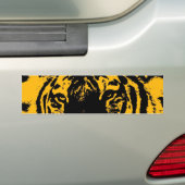 Geel Zwart Tiger Eyes Pop Art Bumpersticker (Op auto)