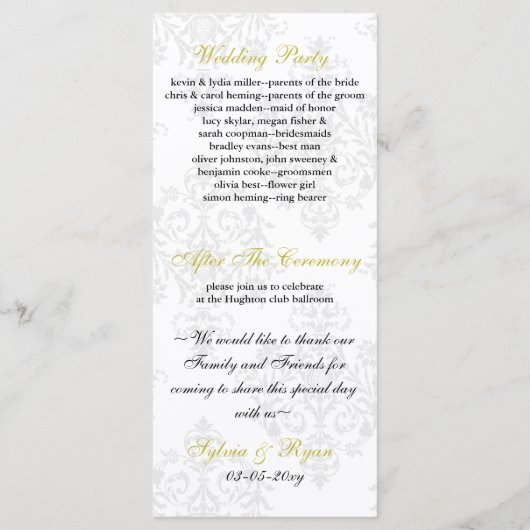 geel zwart Trouwprogramma Programma (Achterkant)