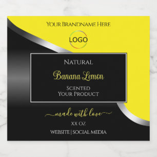 Geel Zwart Wavy Zilver met Logo Product Labels Likeurfles Etiket