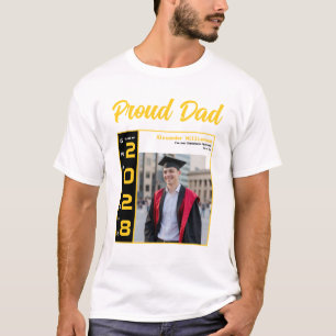 Geel Zwart Wit Afstudeerfoto Trotse Vader T-shirt