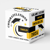 Geel Zwart Wit Afstuderen 2025 Custom Party Bedankdoosjes (Achterkant)