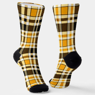 Geel Zwart Wit Flanel Schotse Ruit Patroon Ontwerp Sokken