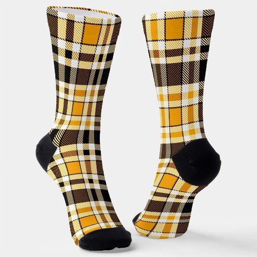 Geel Zwart Wit Flanel Schotse Ruit Patroon Ontwerp Sokken
