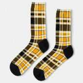 Geel Zwart Wit Flanel Schotse Ruit Patroon Ontwerp Sokken (Links)