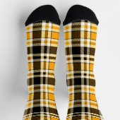 Geel Zwart Wit Flanel Schotse Ruit Patroon Ontwerp Sokken (Top)