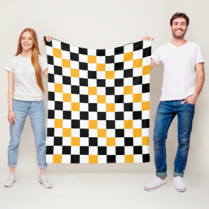 Geel Zwart Wit Geruit Patroonontwerp  Fleece Deken