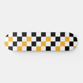 Geel Zwart Wit Geruit Patroonontwerp Skateboard (Horizontaal)