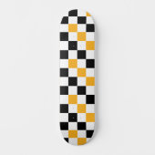 Geel Zwart Wit Geruit Patroonontwerp Skateboard (Voorkant)