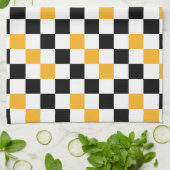 Geel Zwart Wit Geruit Patroonontwerp  Theedoek (Gevouwen)