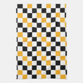 Geel Zwart Wit Geruit Patroonontwerp  Theedoek (Verticaal)