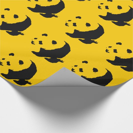 Geel Zwart Wit Panda Kerst Wrapping Papier (Hoek)