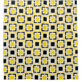 Geel, zwart-wit Retro-vierkantjes Douchegordijn