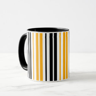 Geel Zwart Wit Strepen Patroon Ontwerp Mok