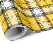 Geel zwart-wit Tartan Schots patroonpatroon Cadeaupapier (Rol Hoek)