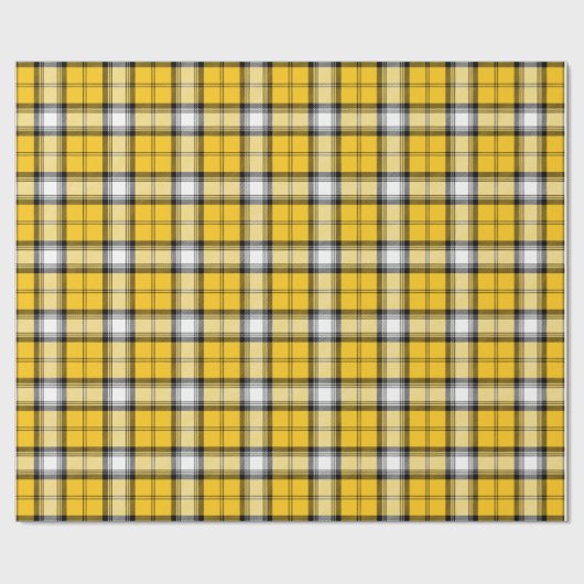 Geel zwart-wit Tartan Schots patroonpatroon Cadeaupapier (Vlak)