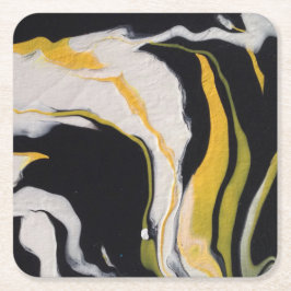 Geel, zwart, wit vierkante kartonnen onderzetter