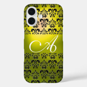GEEL ZWARTE DAMASKMONOGRAM iPhone 16 HOESJE