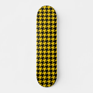 Geel Zwarte Houndstooth Check Skateboard