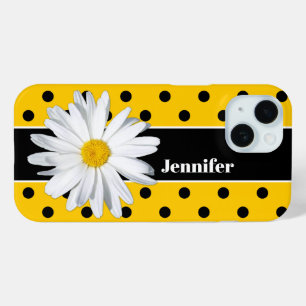 Geel, zwarte pokstip, Daisy Flower iPhone Case
