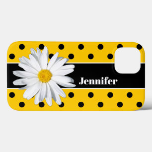 Geel, zwarte pokstip, Daisy Flower iPhone Case