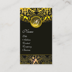 GEEL ZWARTE TOPAZ DAMASKMONOGRAM, goud Visitekaartje