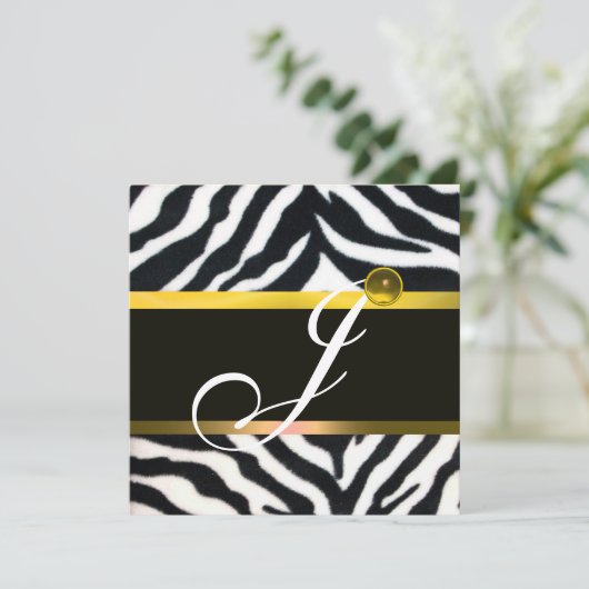 GEEL ZWARTE WITTE ZEBRA FUR MONOGRAM, Topaz Kaart (Staand voorkant)