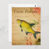  geelbrasem vis Floral Frans Briefkaart (Voorkant / Achterkant)