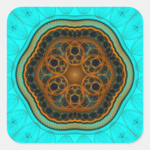 Geelbruin mandala vierkante sticker