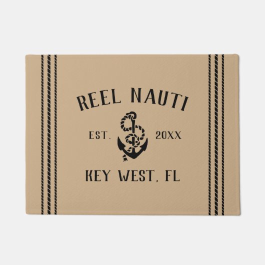 Geelbruin | Robuuste anchor Persoonlijke naam boot Deurmat (Voorkant)
