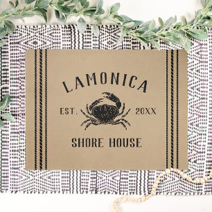 Geelbruin   Rustic Shore House Personalized Crab Deurmat